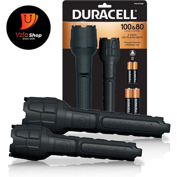 Duracell Heavy Duty Rubber Flashlight Combo Pack -100 & 80 Lumen Flashlights - Picture 1 of 3